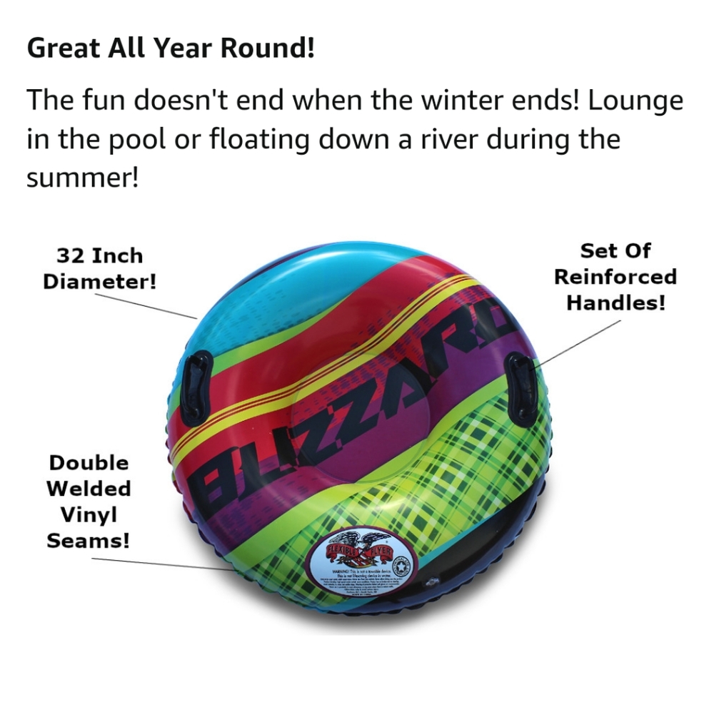 Blizzard Inflatable Snow Tube 39” Heavy Duty - Picture 3 of 7